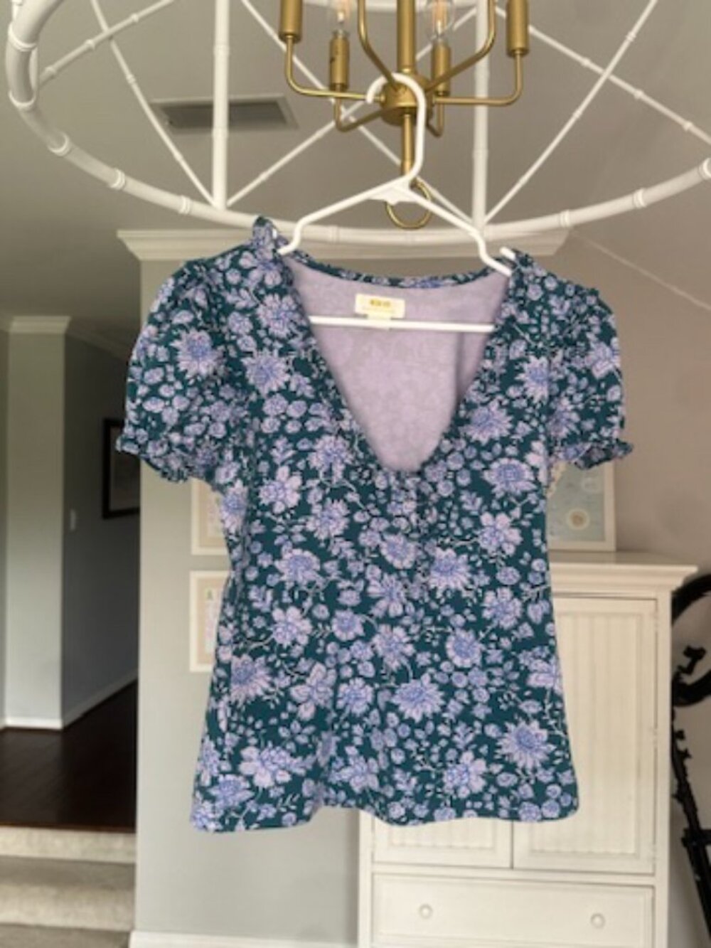 Maeve Anthropologie Floral Blouse - Green and Lavender - Picture 2 of 6